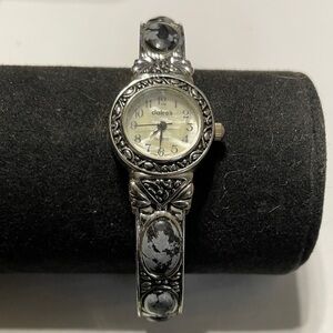 Claire's Ornate Silver and Black Women's Watch